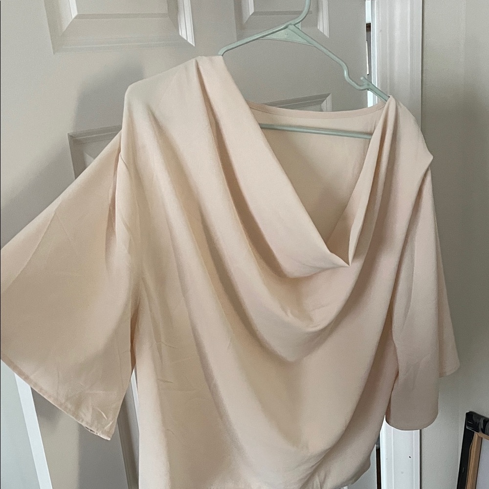 Elegant Cream Drape Blouse